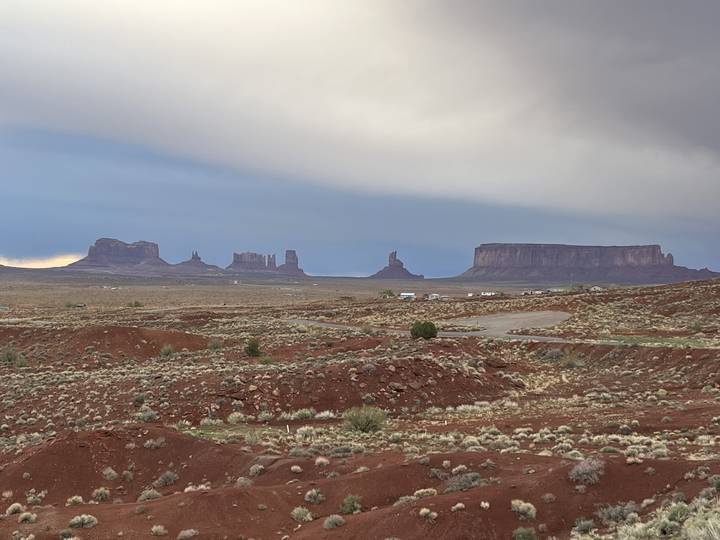 Desert landscape with rock formations in Monument Valley