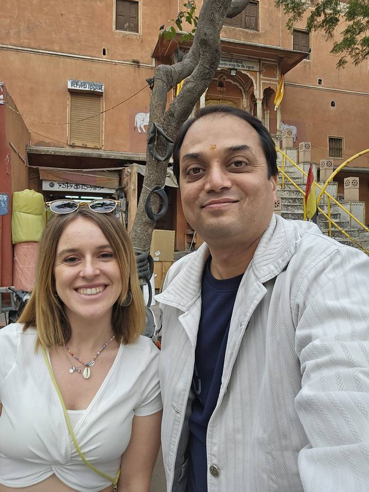 People posing together outdoors.