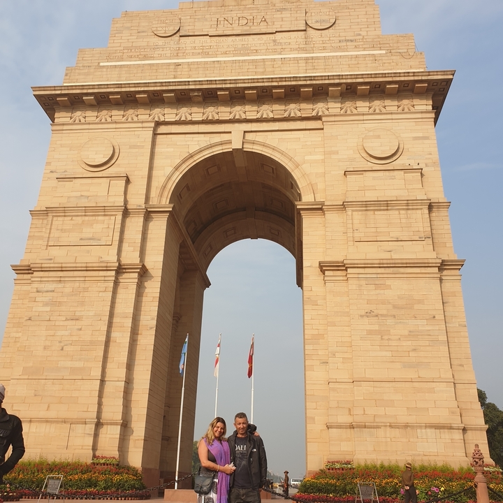 India Gate with flags below