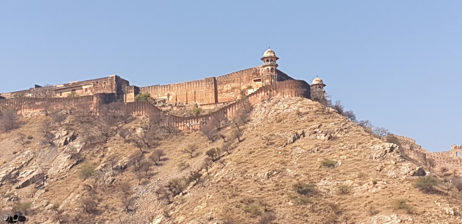 Amber Fort on hill against a blue sky