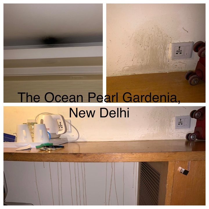 Collage d'images montrant l'intérieur d'un hôtel avec du texte en superposition.