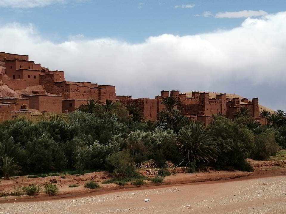 Ait Benhaddou, a historic fortified village surrounded by desert.