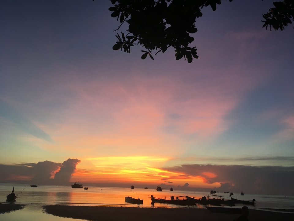 Beautiful sunset view over the ocean with colorful sky.