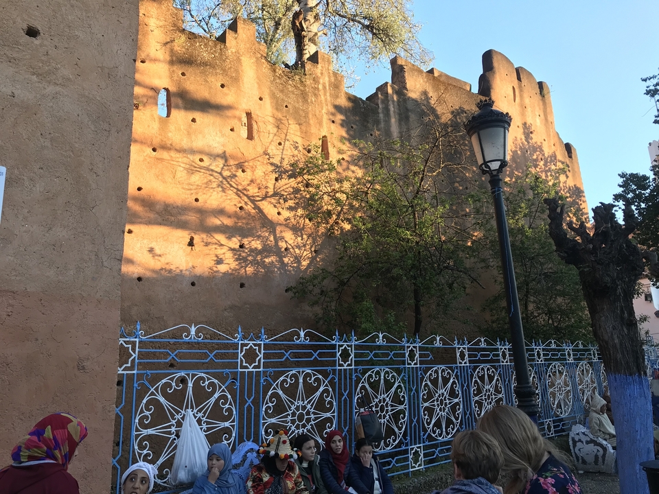 Historic walls with intricate architecture and iron fencing.