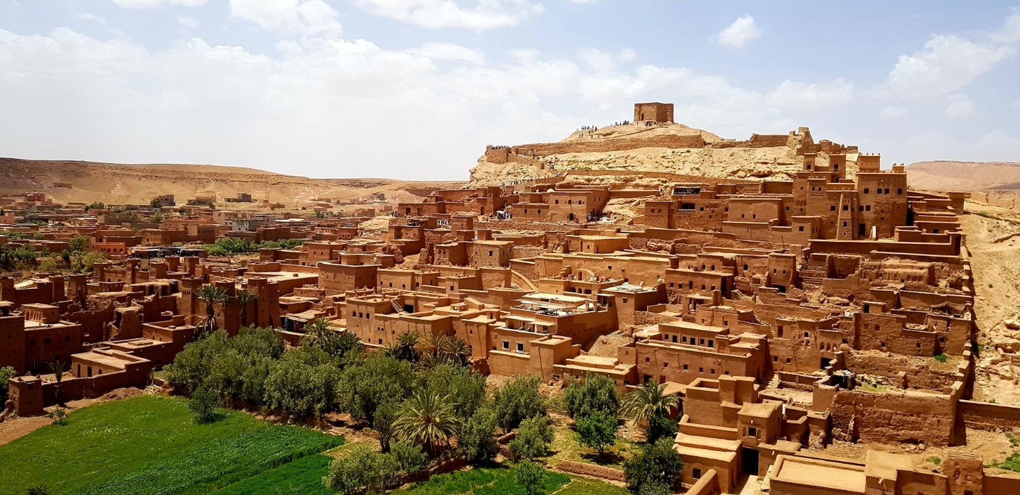 A panoramic view of a traditional desert settlement.