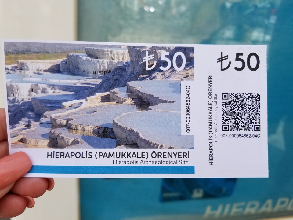 Close-up of a ticket for Pamukkale.