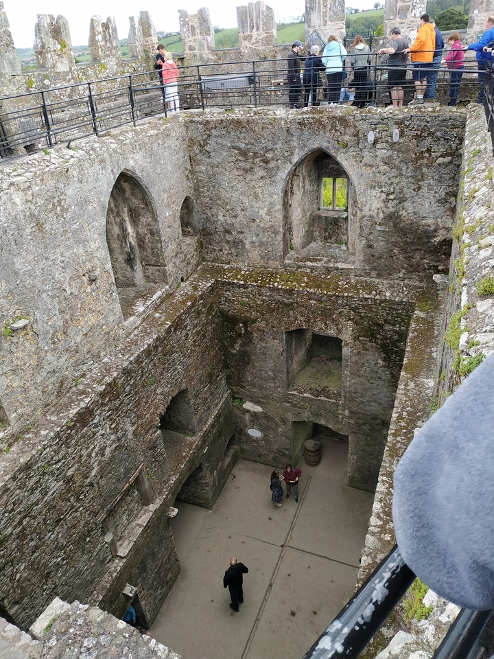 Ruins of an ancient stone castle with surrounding vegetation.