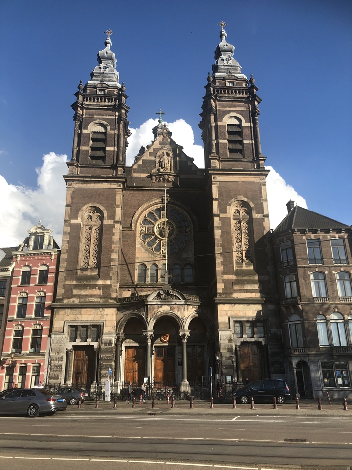 Historic church facade with ornate details.