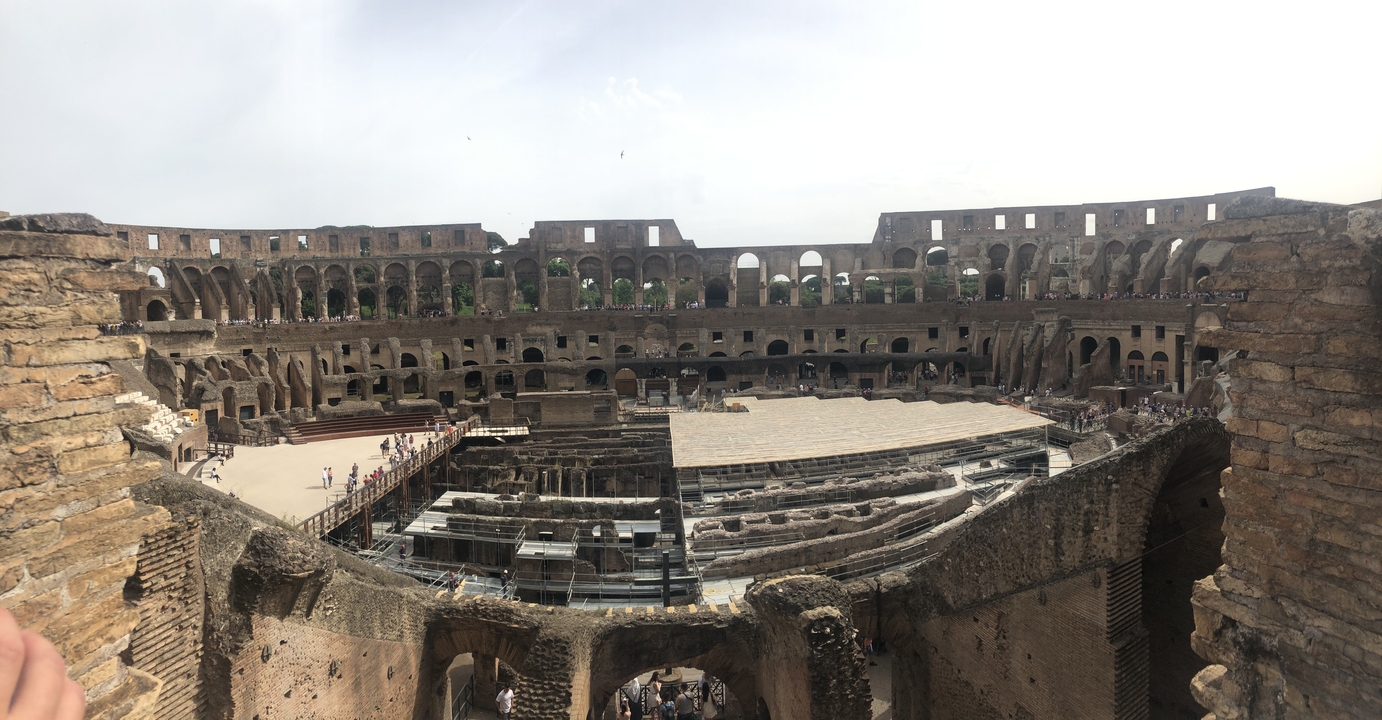 Panoramic view of the interior of the Colosseum.