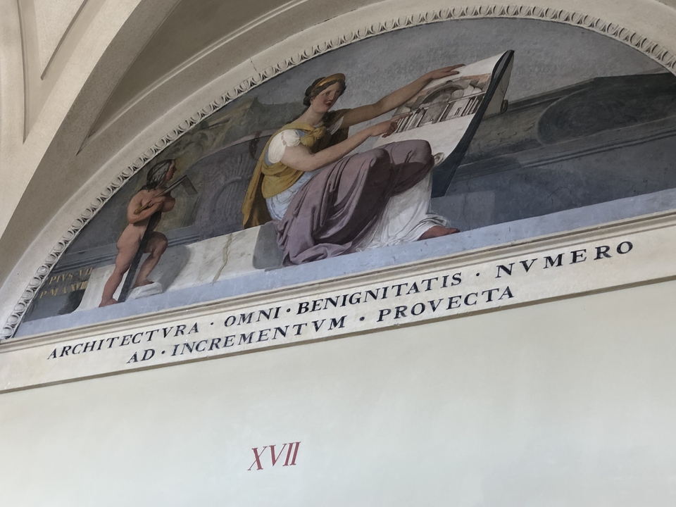 Fresco painting with Latin inscription.