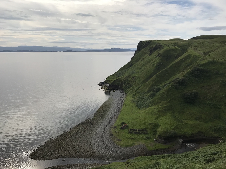 Coastal cliffs with a view of the sea in Scotland.