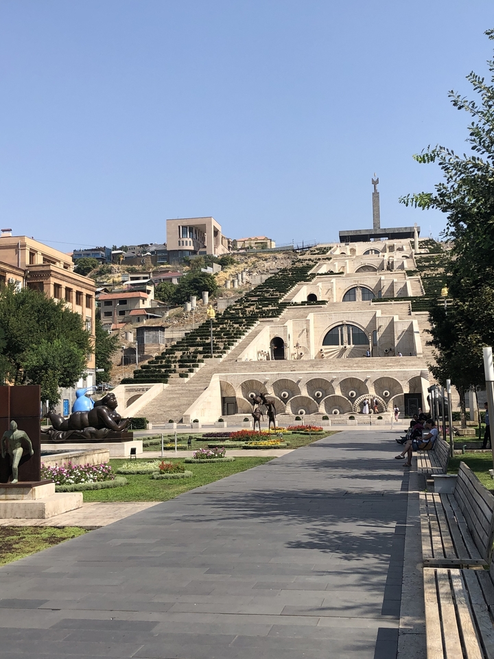 The stone terraces of the Yerevan Cascade.