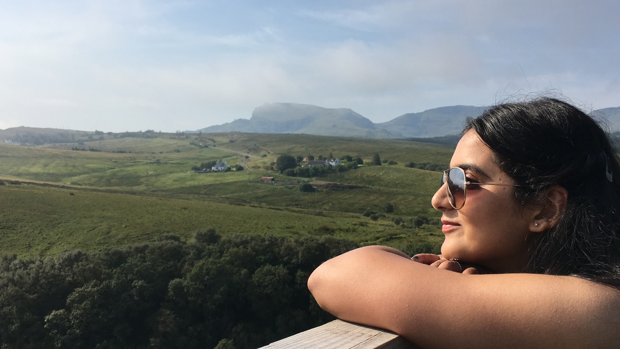 Portrait of a person enjoying a scenic view.