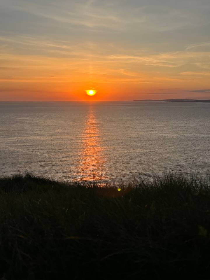 A vibrant sunset over the ocean.