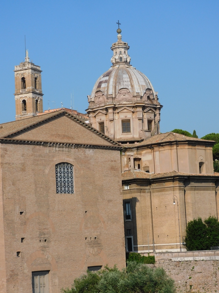 Close-up of an ancient church and dome
