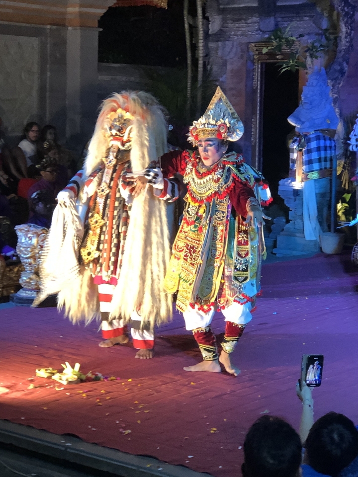 Danseurs traditionnels colorés se produisant la nuit
