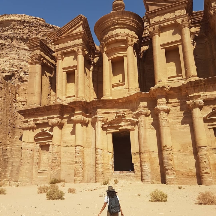 The Monastery in Petra, carved into rock.