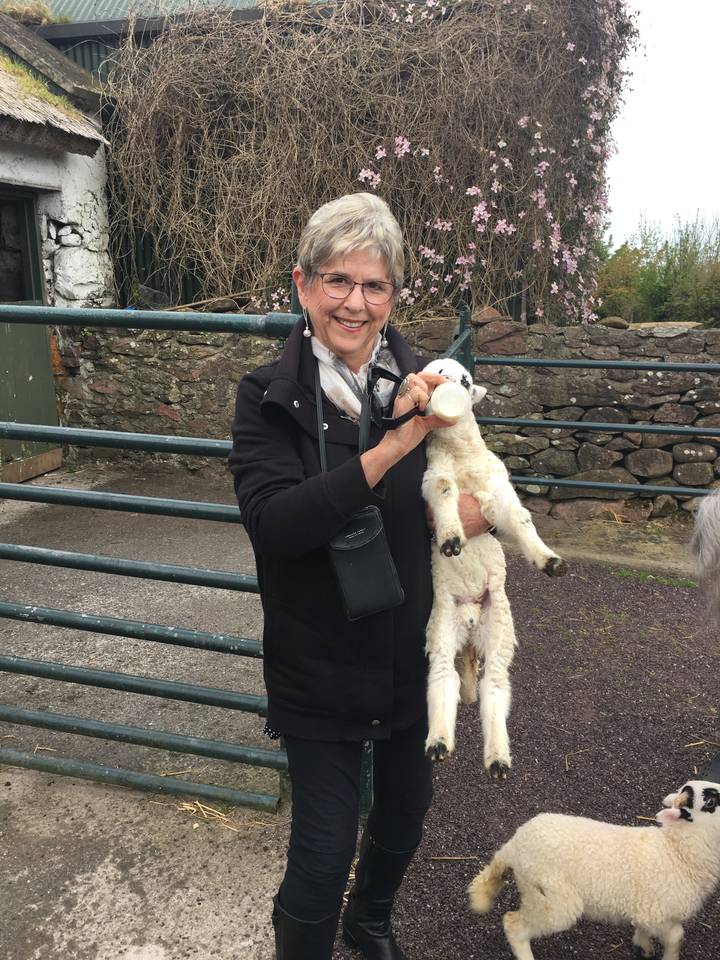 Personne tenant un agneau.