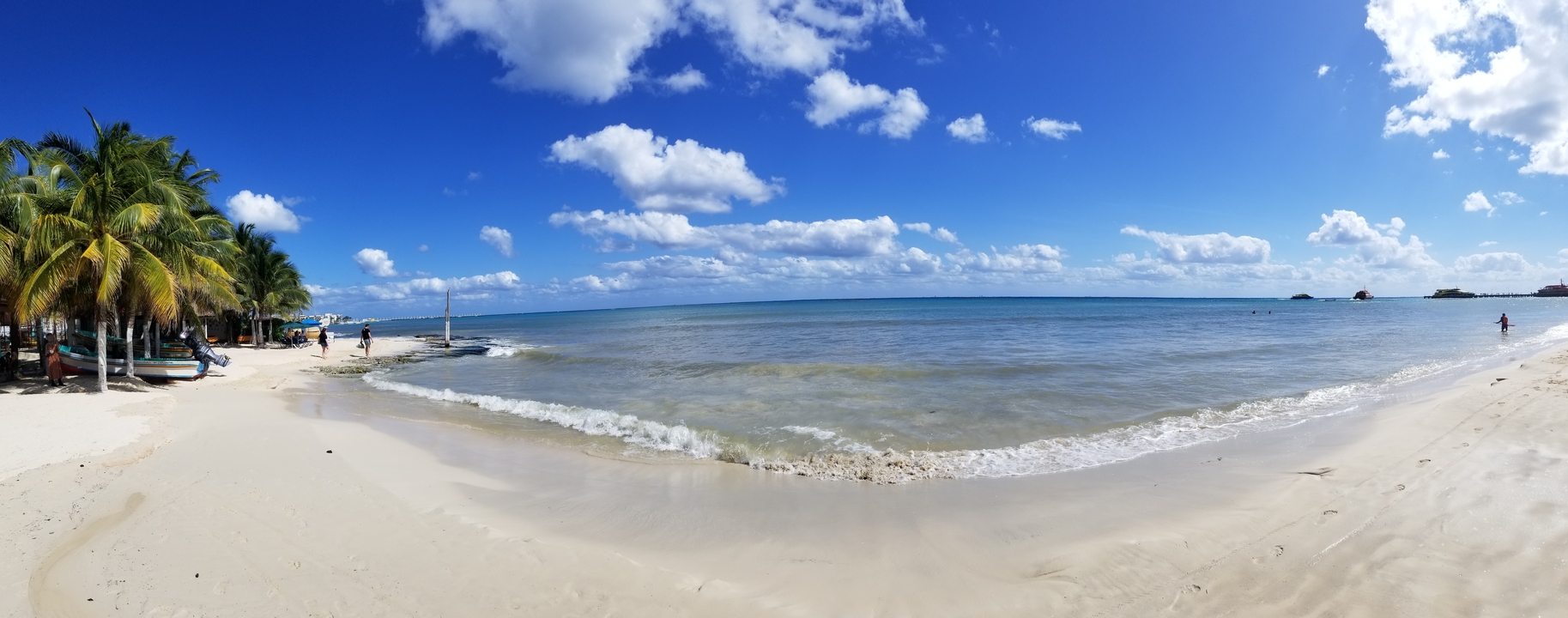 Une plage paisible avec des vagues douces et un ciel bleu clair.