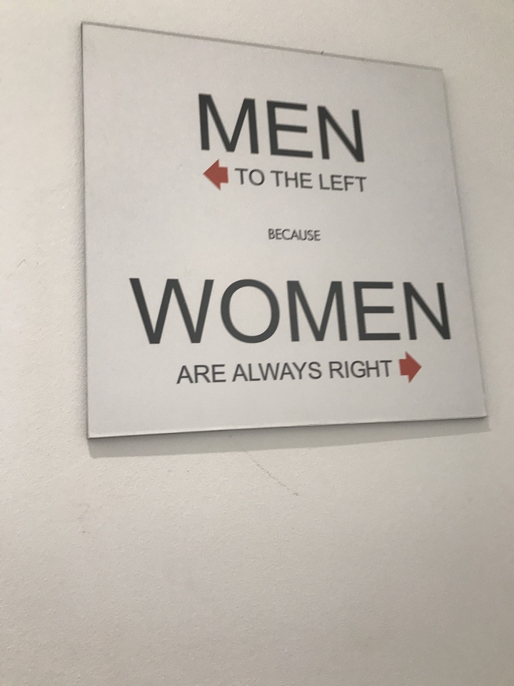 Humorous sign saying 'Women are always right.'