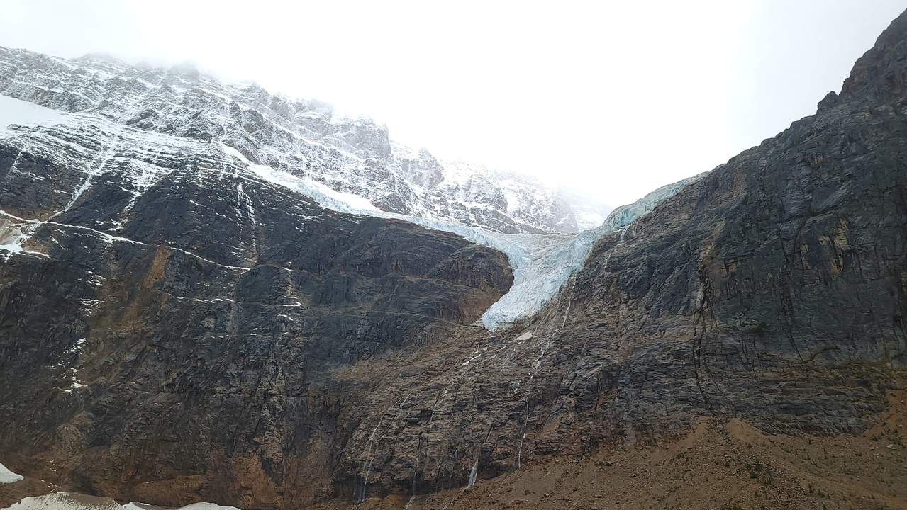 Snow-covered mountain peaks.