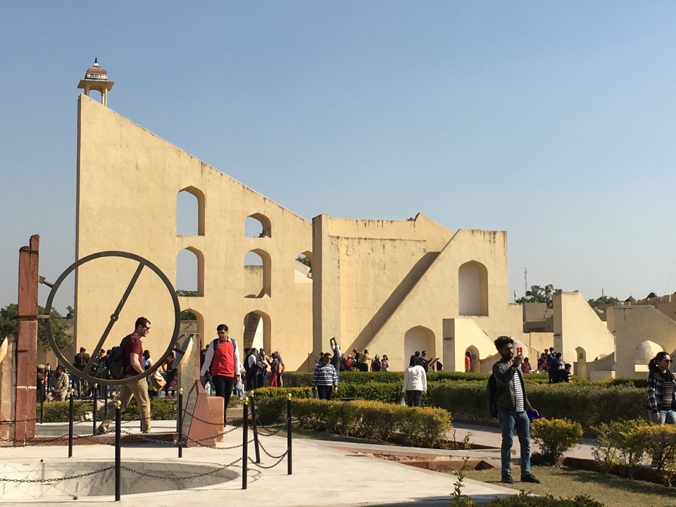 Historical astronomical instruments and people at Jantar Mantar.