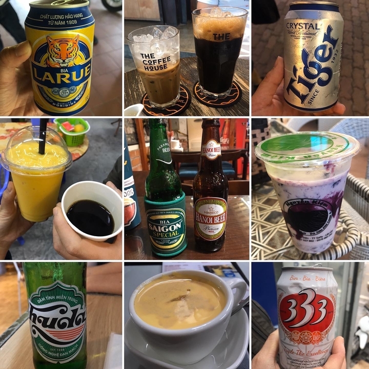Diverses boissons vietnamiennes exposées.