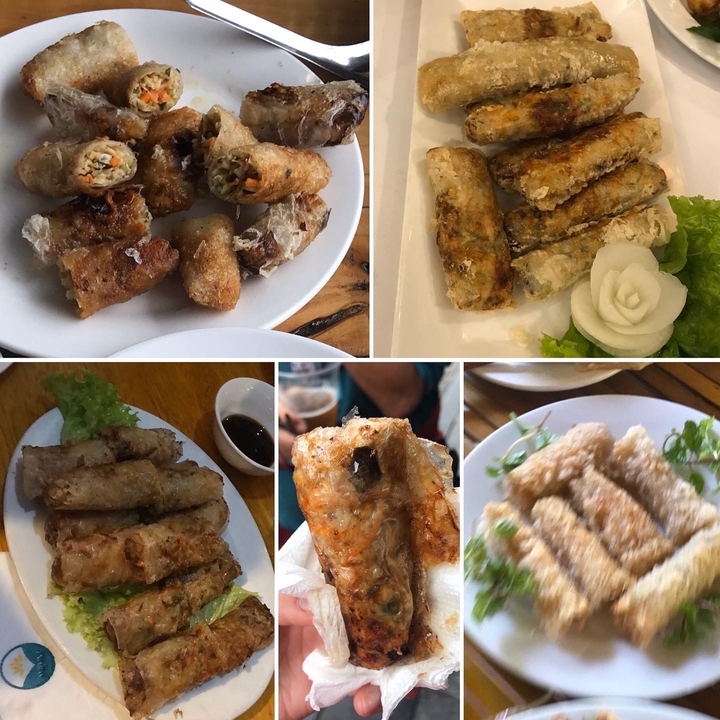 Différentes assiettes de rouleaux de printemps vietnamiens.