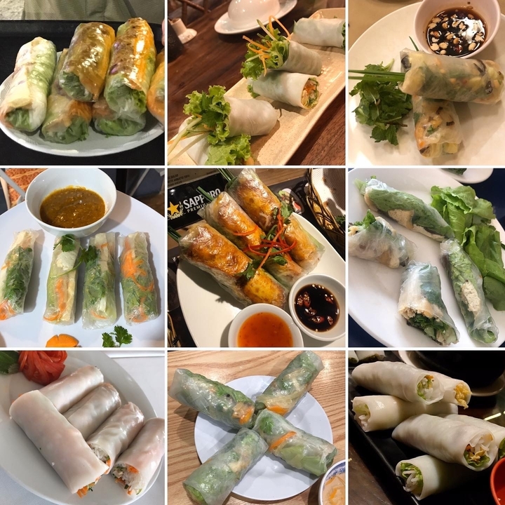 Divers rouleaux de printemps vietnamiens.