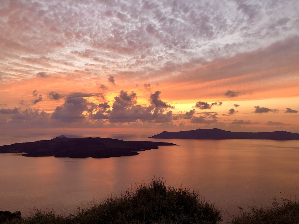 Beautiful sunset over the sea with cloud formations.