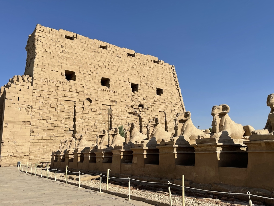 Row of ram-headed sphinxes at Karnak Temple.
