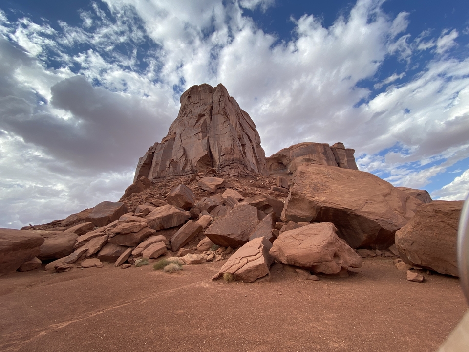 Rocky monument under a cloudy sky