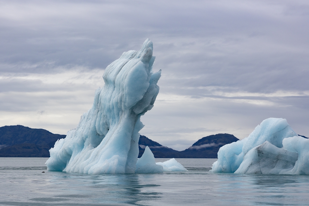 Large ice formation in the sea.