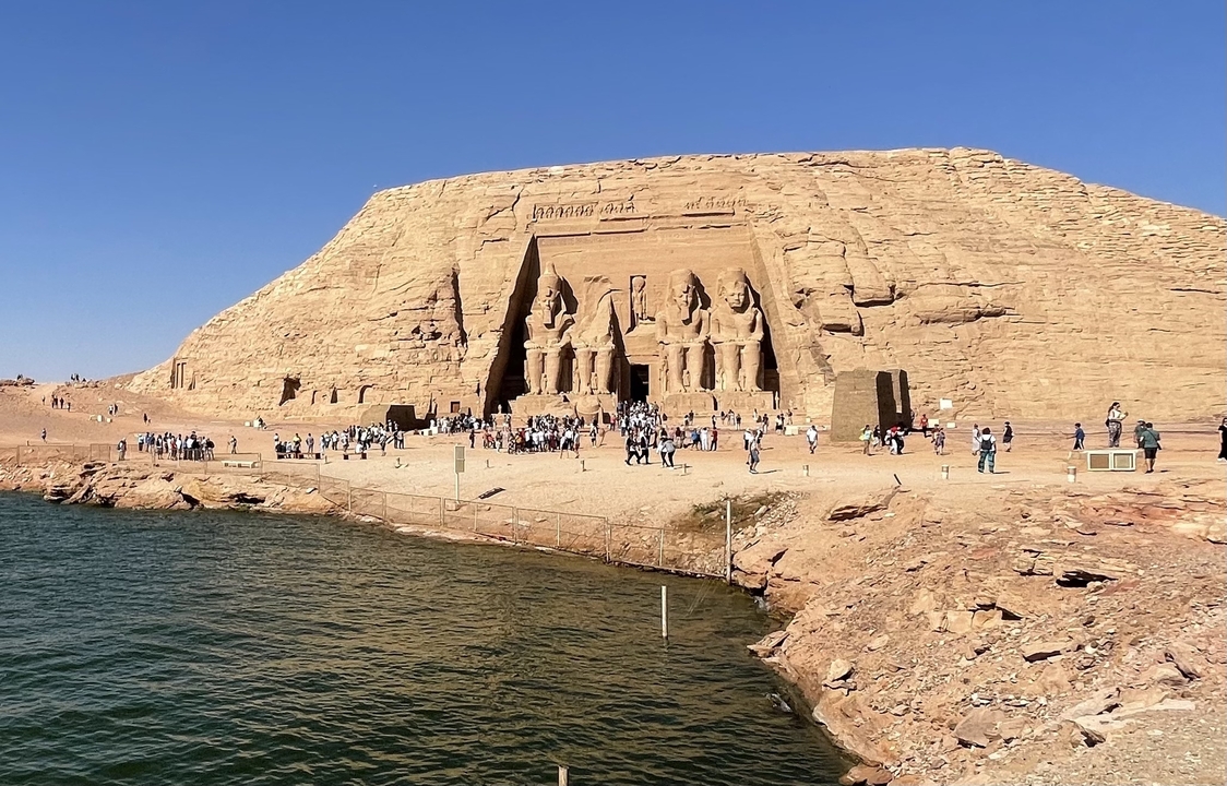 Abu Simbel temples on the banks of Lake Nasser.