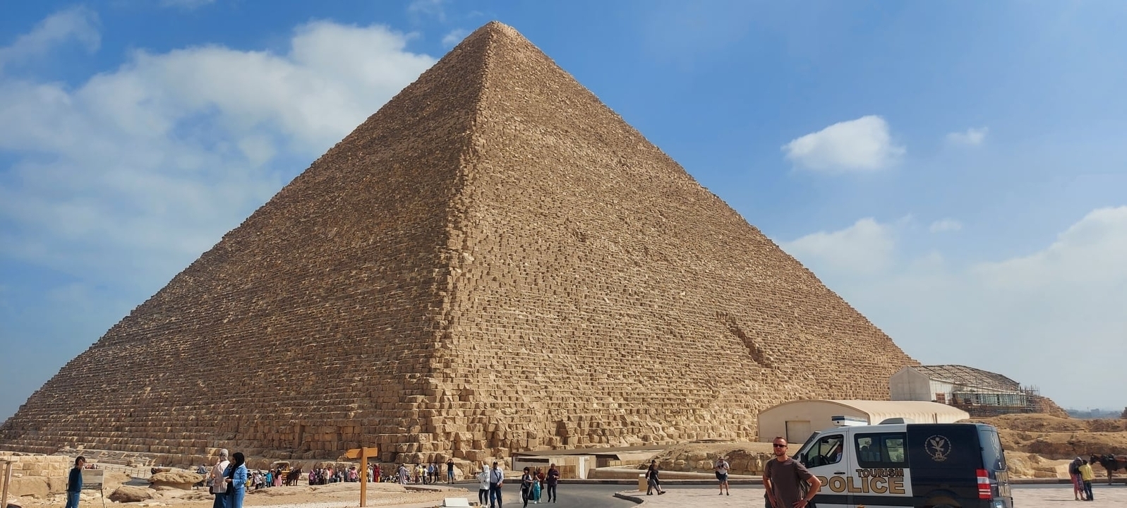 Close-up view of one of the large pyramids at Giza.