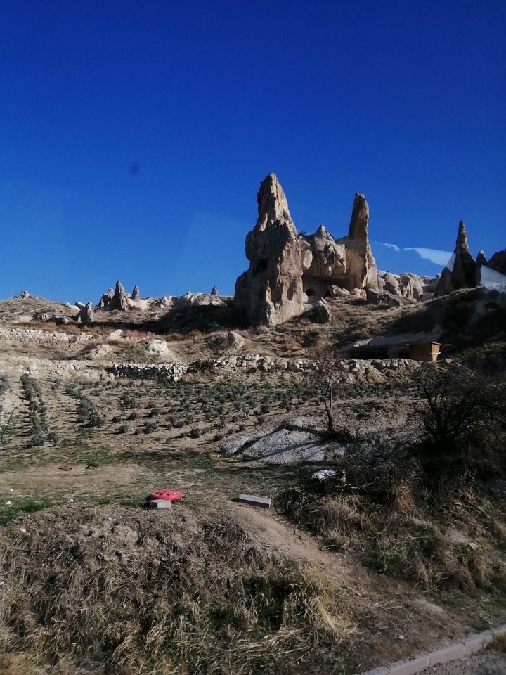 Rock formations and a small garden