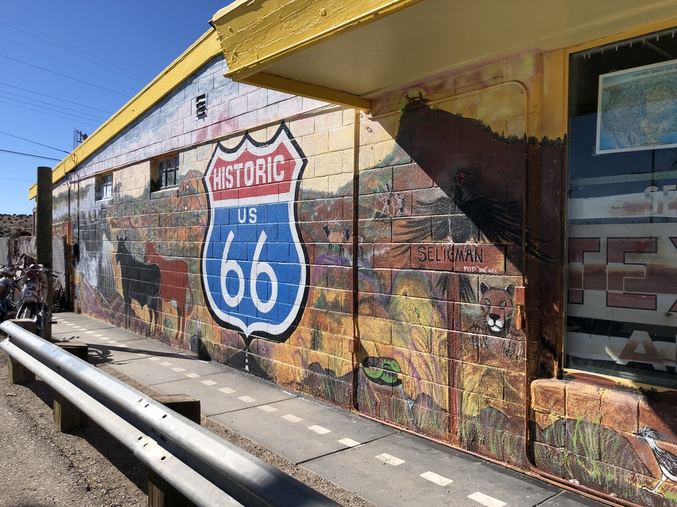 Historic Route 66 mural in Seligman.