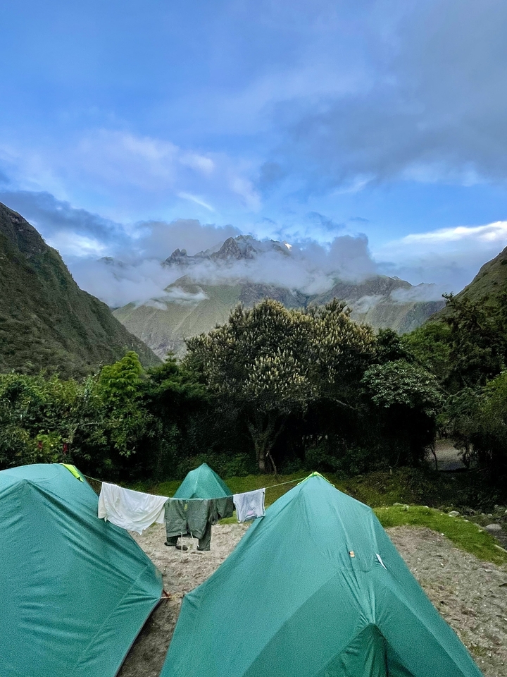 Mountain scenery with low clouds covering peaks.