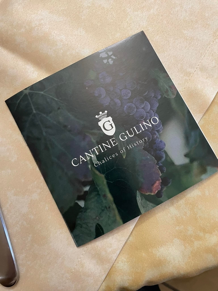 Brochure with grapes and 'Cantine Gulino' text.