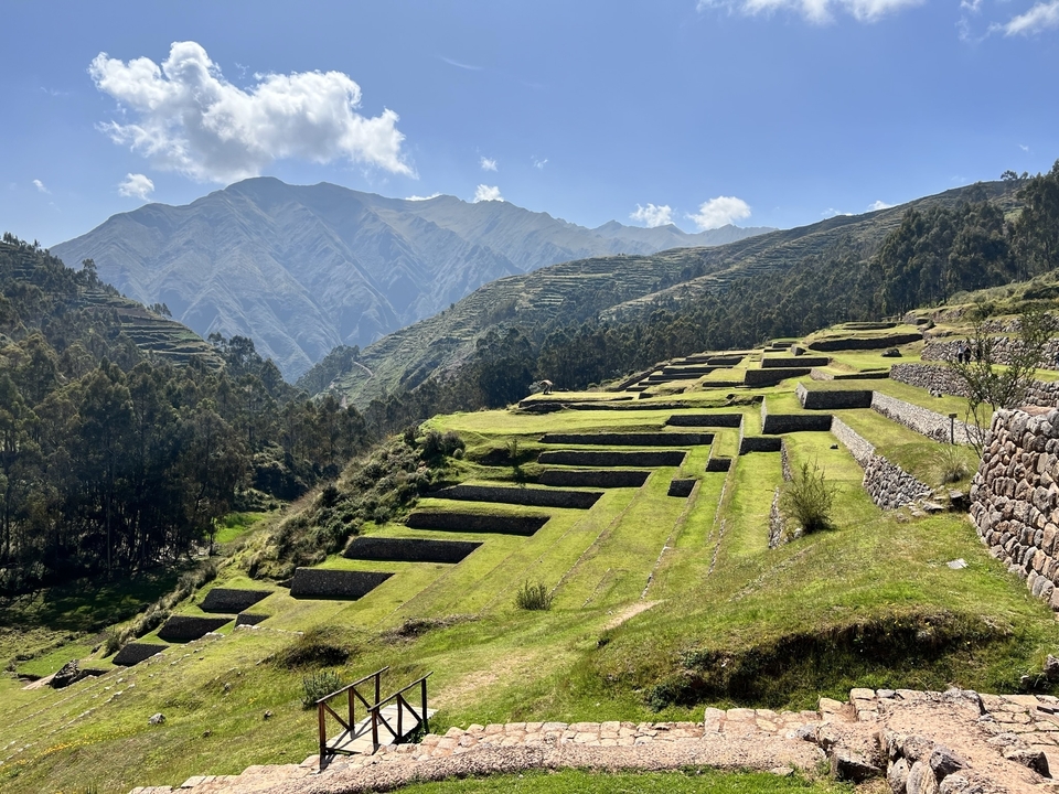 Terraced hills in the Andes Mountains.