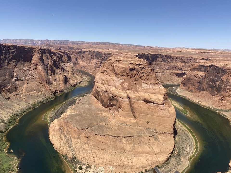 Aerial view of the Horseshoe Bend formed by the Colorado River.