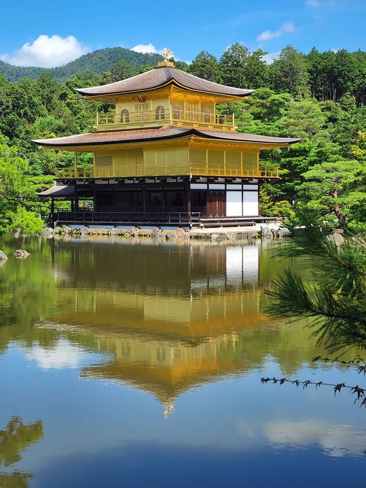 Golden temple reflecting in a serene pond.