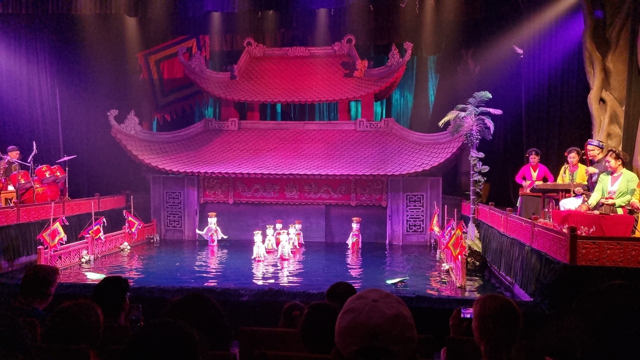 Water puppet show performance.