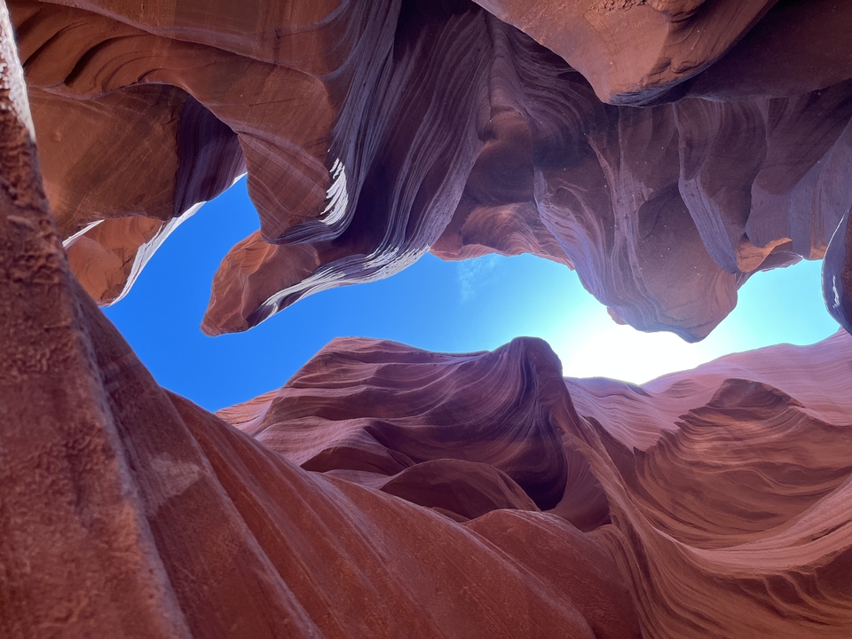 Antelope Canyon rock formations with vibrant colors