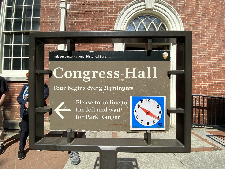 Sign for Congress Hall at Independence National Historical Park.