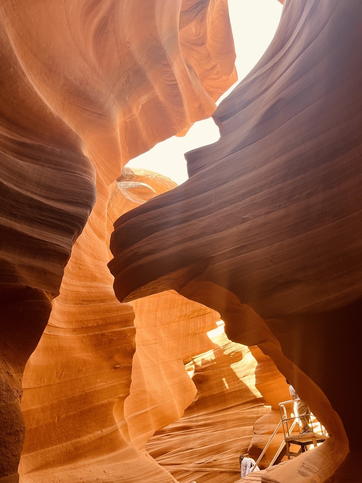 Light filtering through slot canyon walls.