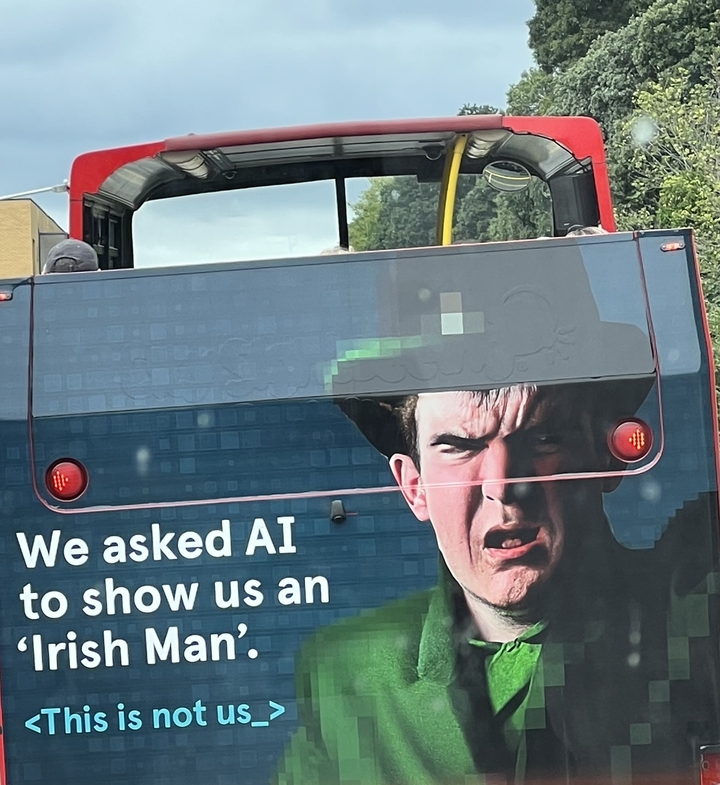 Advertisement on the back of a bus.