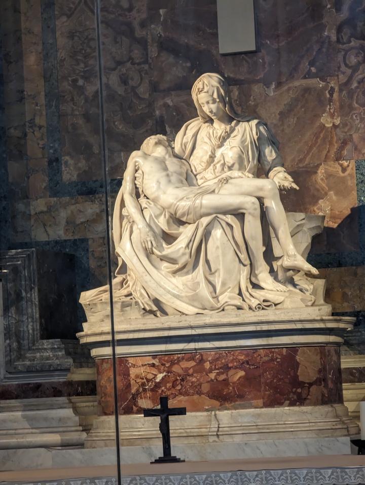 Famous marble sculpture depicting a religious scene.