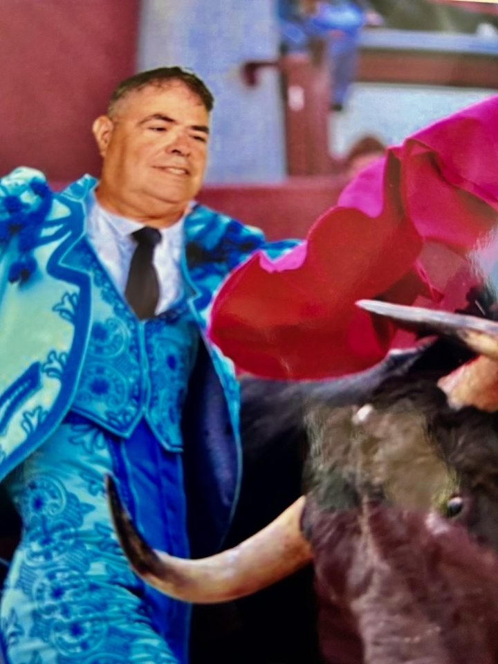 Blurred close-up of a painting or poster.