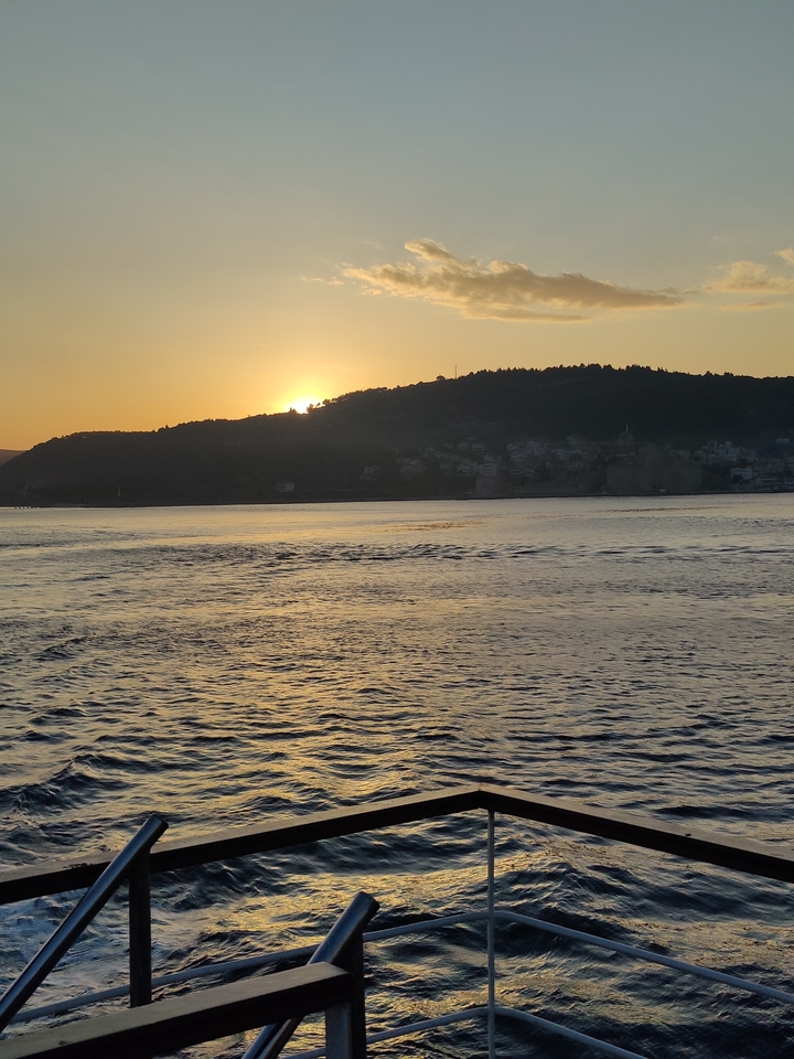 Sunset view over a tranquil body of water.